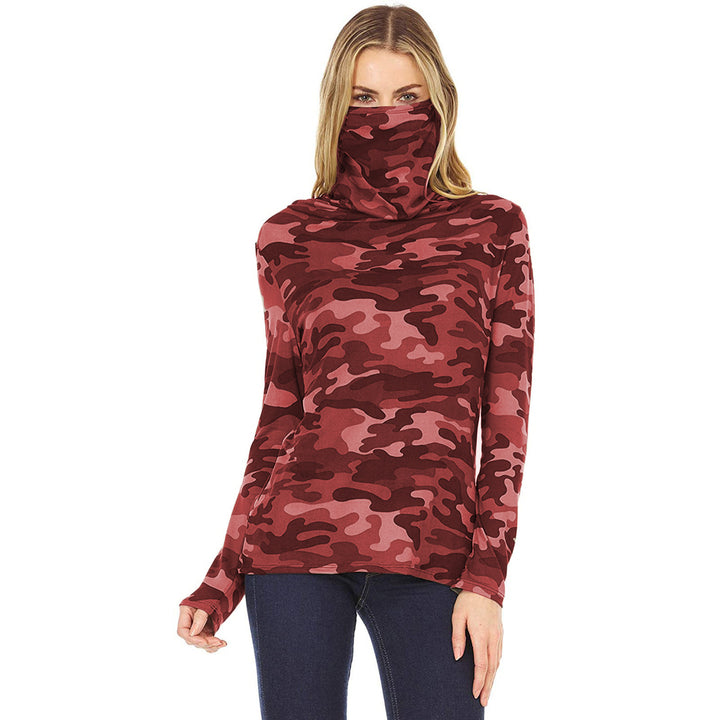 Damen Camouflage-Jersey-Longsleeve mit integriertem Schlauchkragen Echoarchiv