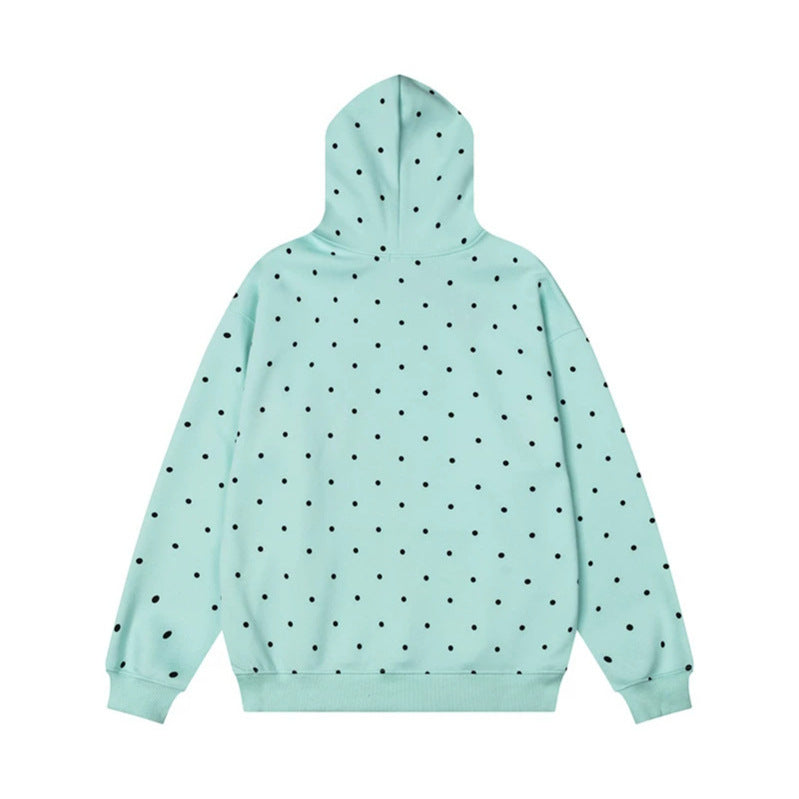 Damen Kapuzenpullover mit Polka-Dot, musikalischem Notenprint und Kängurutasche Echoarchiv