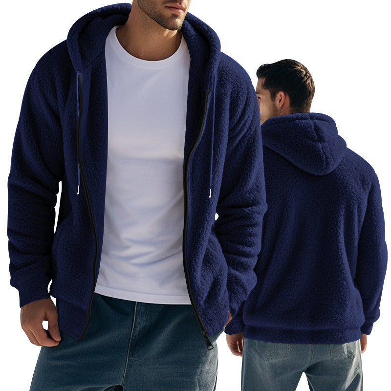 Herren Teddy-Fleece-Kapuzenjacke mit durchgehendem Reißverschluss und Kängurutaschen Echoarchiv