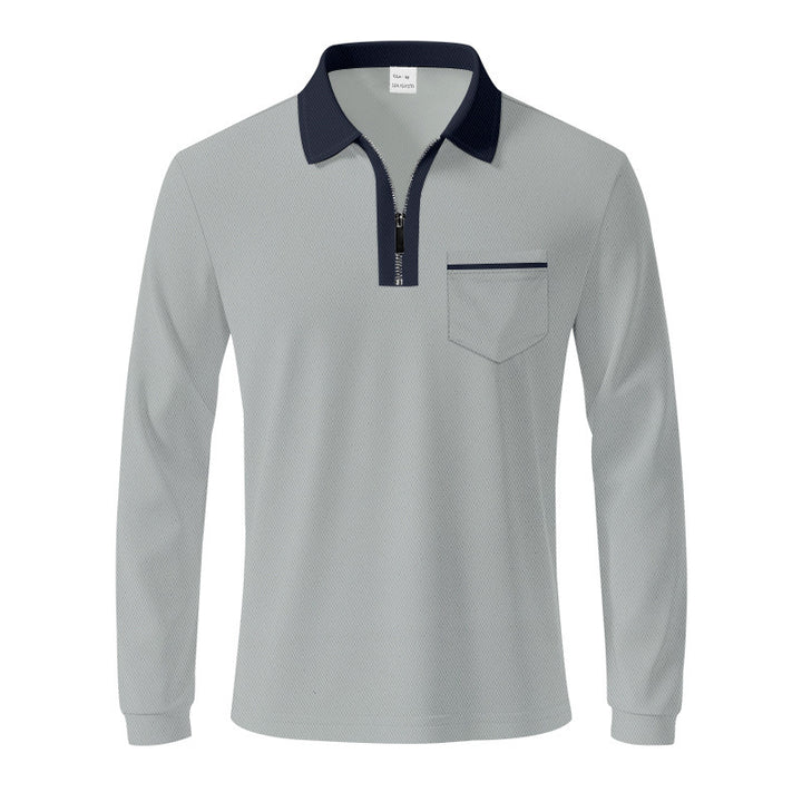 Herren Langarm-Polo mit Reißverschluss und Brusttasche Echoarchiv