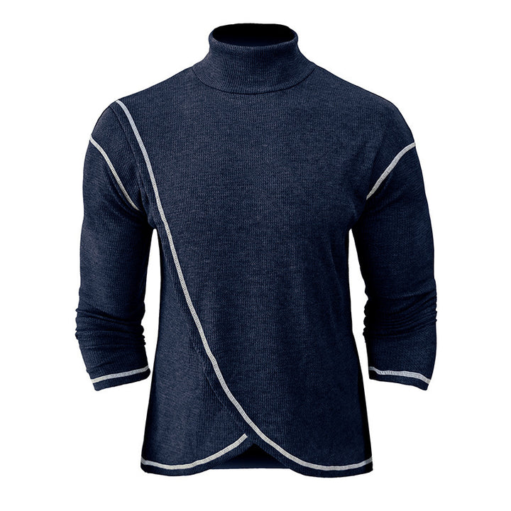 Herren Stehkragen Pullover mit kontrastierenden Säumen Echoarchiv