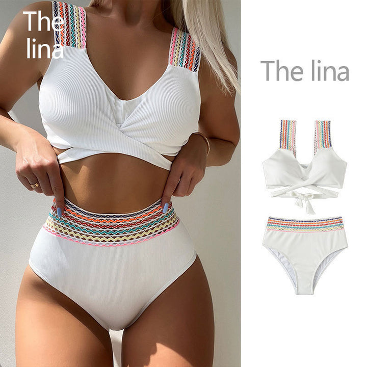 Damen Hochtaillierter Bikini mit kreativem Schnitt Echo Archiv