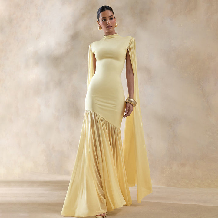 Damen Elegantes Maxikleid mit fließenden Ärmeln und raffiniertem Schnitt Echo Archiv