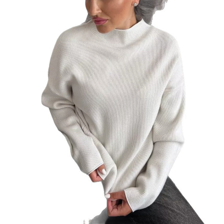 Damen Oversize-Feinstrickpullover mit Stehkragen und geriffelter Struktur – Mavelle