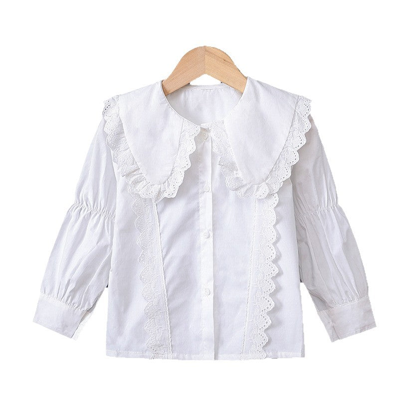 Mädchen Bluse mit eleganten Rüschen und großem Kragen Echo Archiv