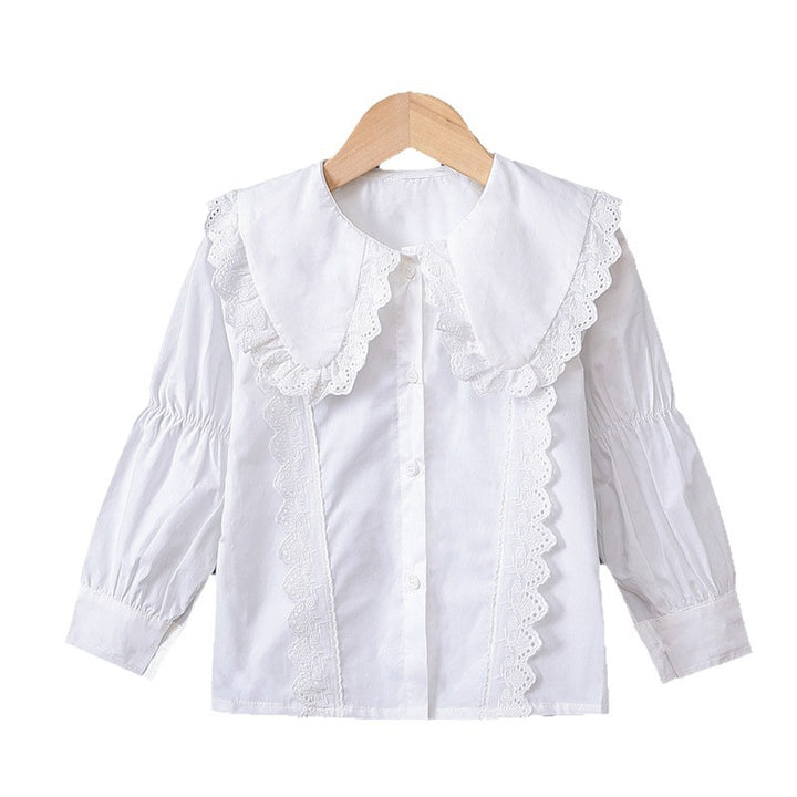 Mädchen Bluse mit eleganten Rüschen und großem Kragen Echo Archiv