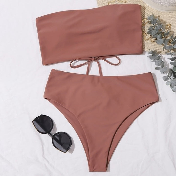 Damen Bikini-Set mit bandeau Oberteil und hohem Taillenslip Echo Archiv