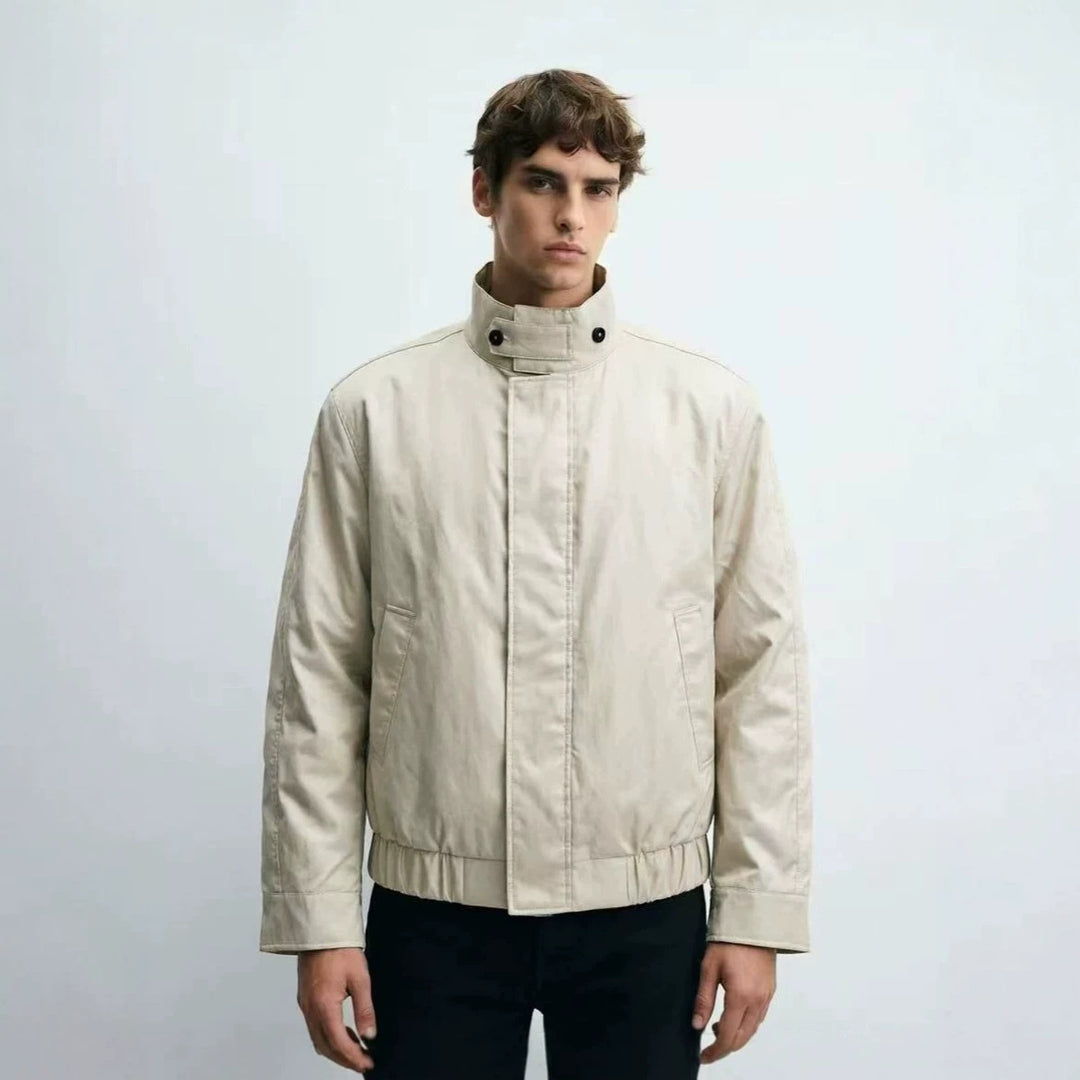 Herren Kurzer Stehkragen-Blouson mit verdecktem Reißverschluss und elastischem Saum Echo Archiv