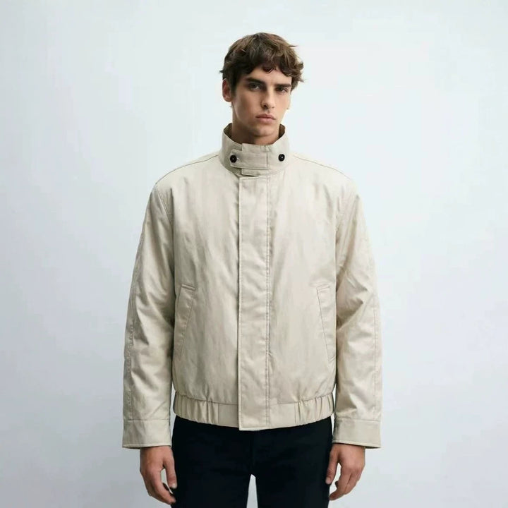 Herren Kurzer Stehkragen-Blouson mit verdecktem Reißverschluss und elastischem Saum Echo Archiv