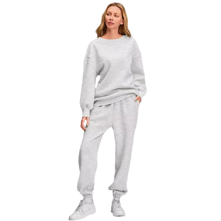 Damen Relaxed-Loungewear-Set mit Oversize Rundhals-Sweatshirt und taillierter High-Waist Jogginghose aus French Terry – Avérine