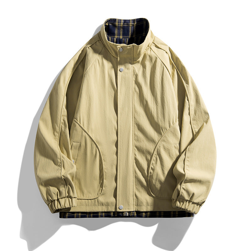 Herren lässige Übergangsjacke mit hohem Kragen und praktischen Reißverschlusstaschen Echoarchiv