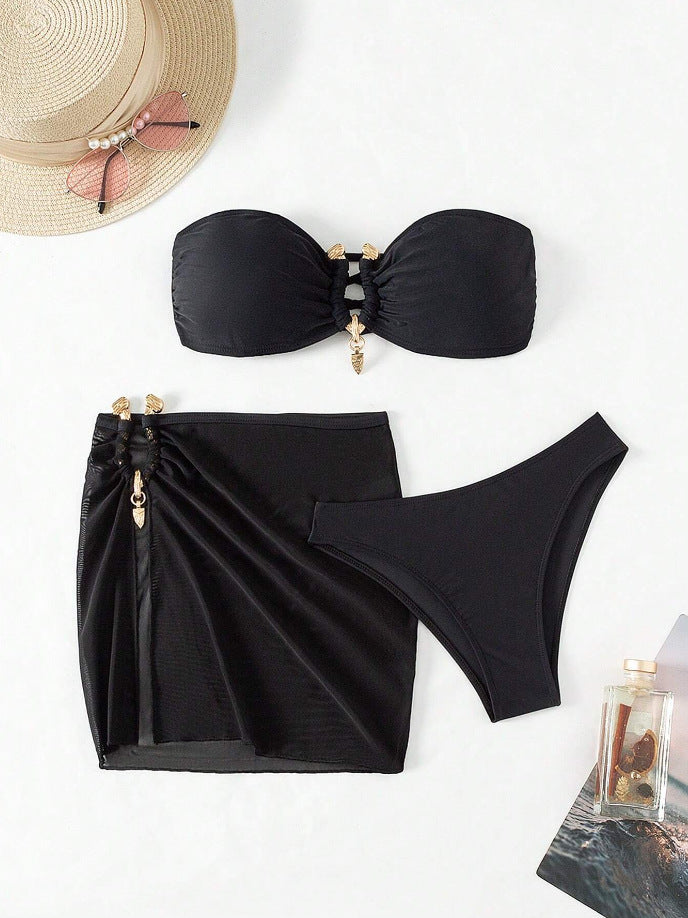 Damen Bandeau-Bikini-Set mit eleganter Rock-Overlay Echo Archiv