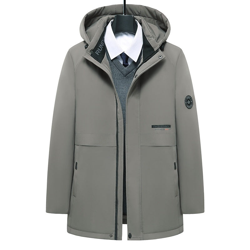 Herren mittellanger Thermoparka mit Kapuze, wind- und wasserabweisender Performance-Außenhülle – Marzano