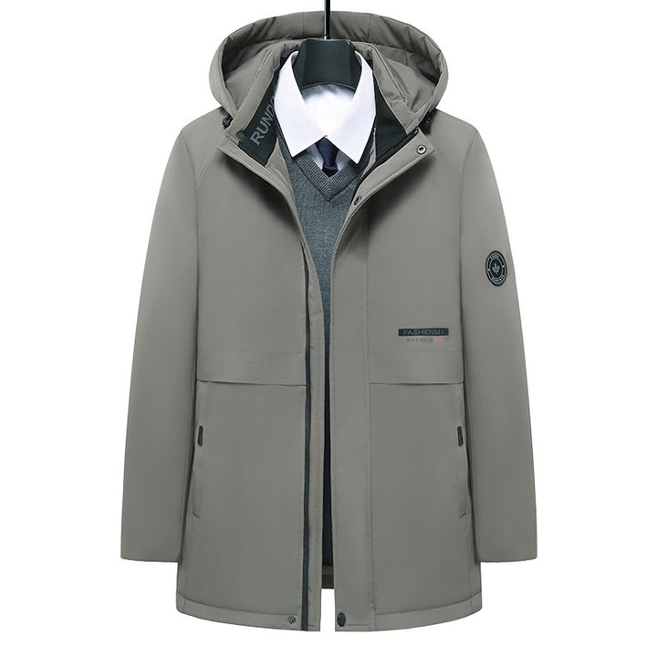 Herren mittellanger Thermoparka mit Kapuze, wind- und wasserabweisender Performance-Außenhülle – Marzano