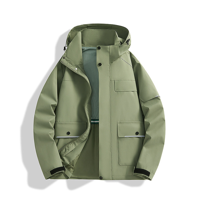 Herren dreilagige Trekkingjacke mit verschweißten Nähten, Kapuze und Multifunktionstaschen Echo Archiv