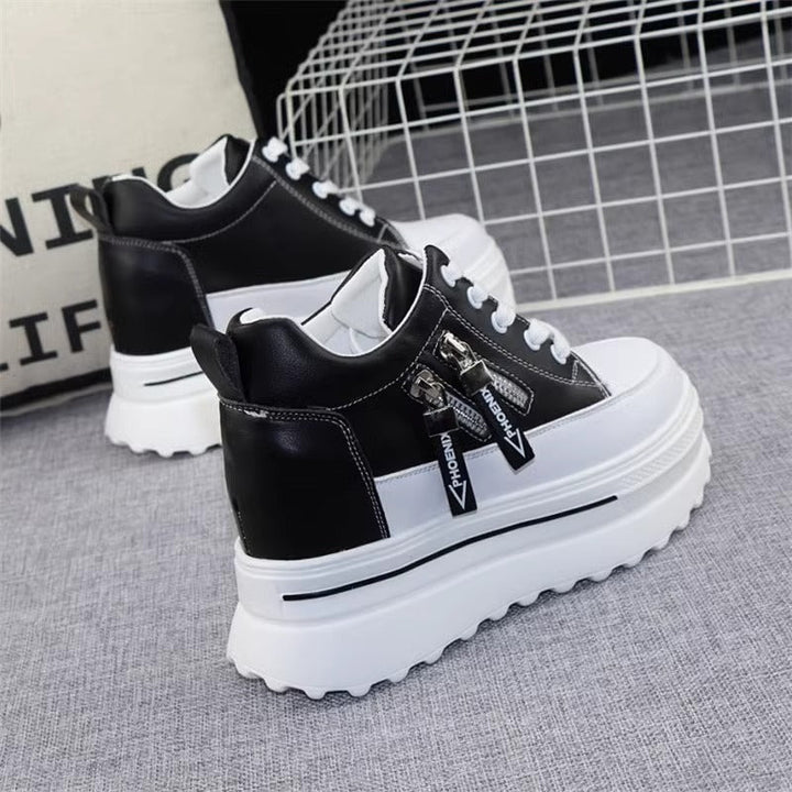 Damen Sportliche Sneaker mit Plateau und Reißverschluss Echo Archiv