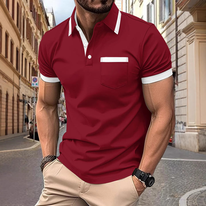 Herren modisches Kurzarm-Polohemd mit Tasche Echoarchiv