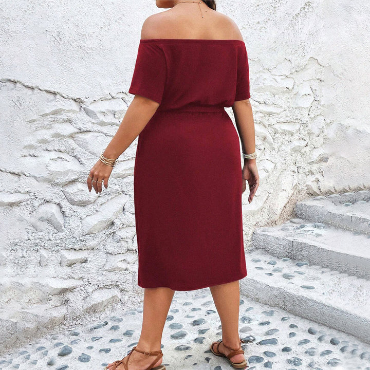 Damen Off-Shoulder Maxikleid mit eleganter Drapierung und seitlichem Schlitz Echo Archiv
