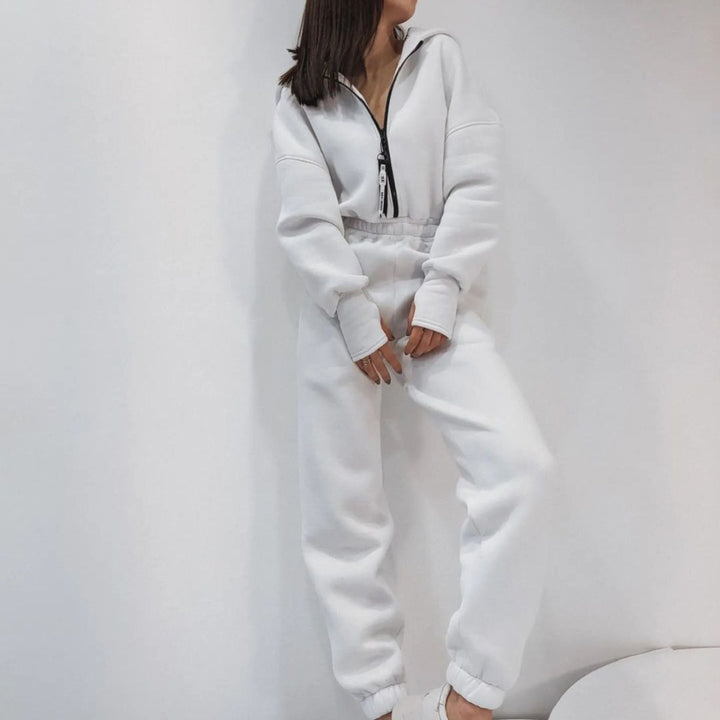 Damen nan kurzes Halbzip-Loungewear-Set mit elastischem Taillenbund und oversized Schnitt Echo Archiv