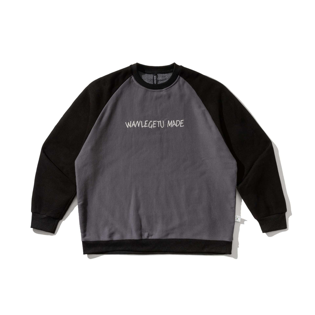 Herren Raglan-Sweatshirt mit gesticktem Logo und Kontrastärmeln aus leichtem Frottee Echoarchiv