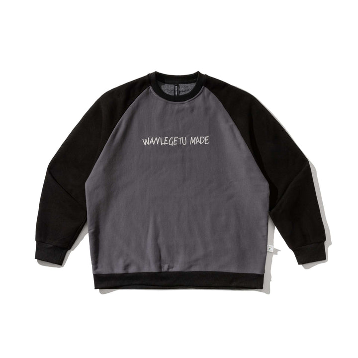 Herren Raglan-Sweatshirt mit gesticktem Logo und Kontrastärmeln aus leichtem Frottee Echoarchiv