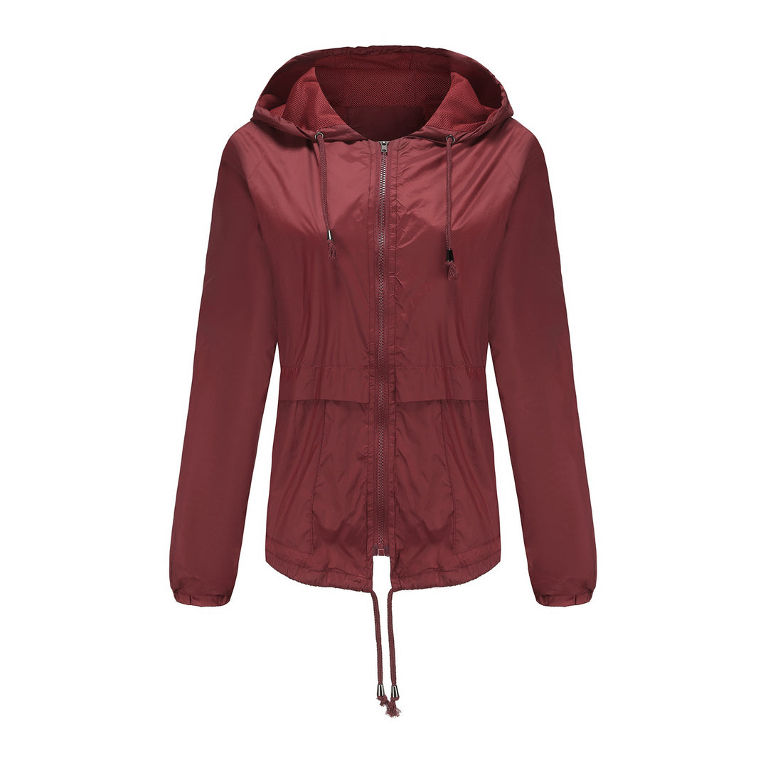 Damen nan leichte Windjacke mit Kapuze Mesh-Futter Kordelzug und Reißverschluss Echo Archiv