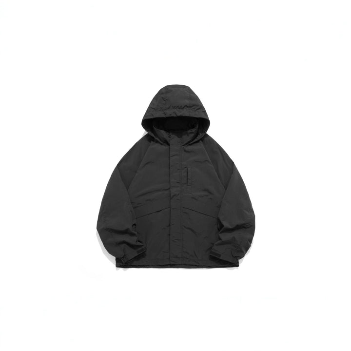 Unisex Weite wasserabweisende Kapuzenparka mit verdeckter Reißverschlussblende und Klappentaschen Echoarchiv