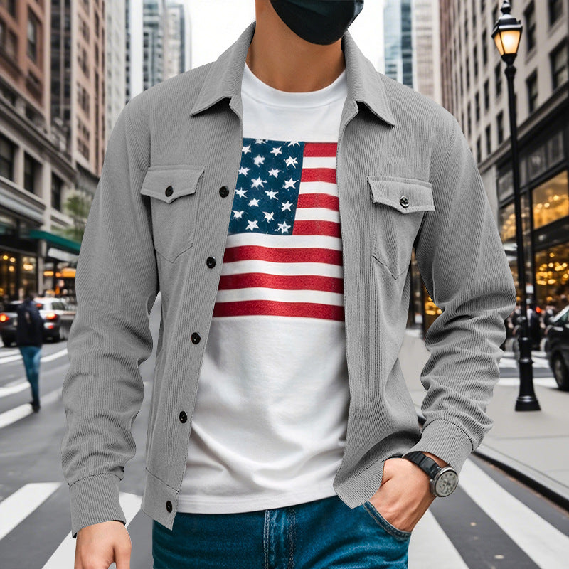 Herren lässige Oberhemdjacke mit funktionalen Taschen und strukturiertem Design Echoarchiv
