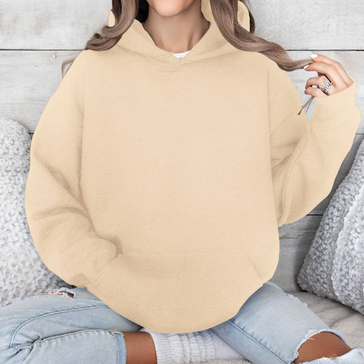 Damen Oversize-Kapuzenpullover im Cozy-Stil mit Kängurutasche und gerundetem Saum Echoarchiv