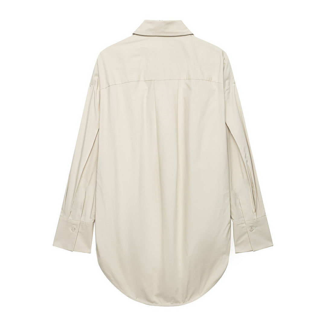 Damen Zweiteiliges Oversize-Hemd- und Weite-Faltenhose-Set Echoarchiv