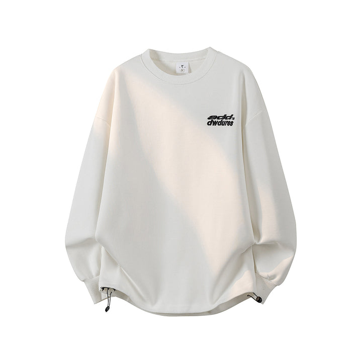Damen Oversize-Sweatshirt mit gesticktem Schriftzug, abgerundetem Saum & überschnittener Schulter Echoarchiv