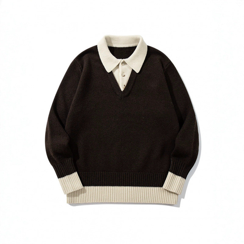 Herren Oversized Feinstrick-Polo mit kontrastbesetztem Hemdkragen und Rippenbündchen Echo Archiv