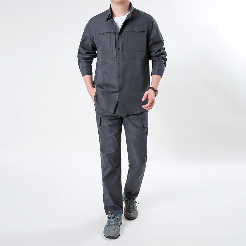 Herren nan leichtes Ripstop-Cargo-Hemd mit passender Cargohose Set für Outdoor und Trekking Echo Archiv