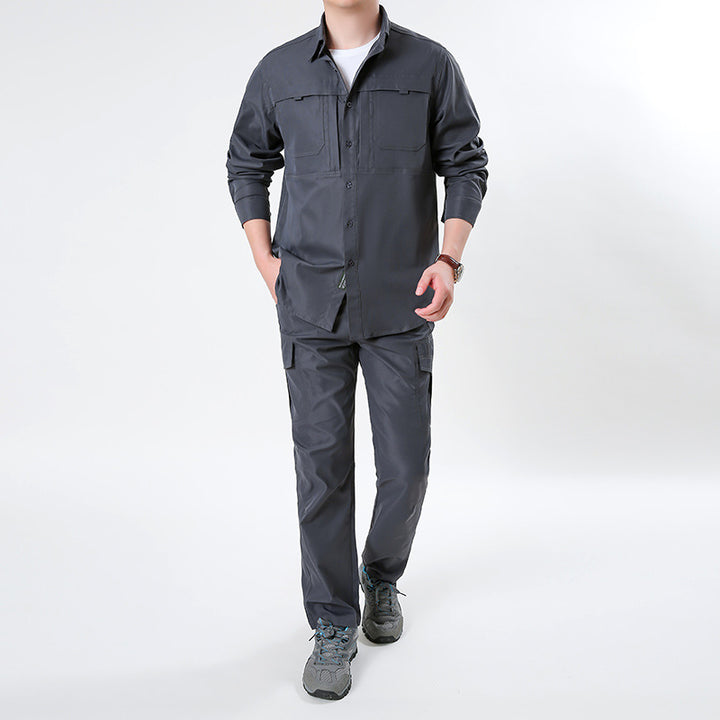 Herren nan leichtes Ripstop-Cargo-Hemd mit passender Cargohose Set für Outdoor und Trekking Echo Archiv