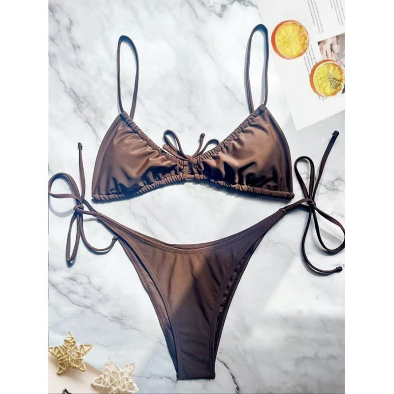 Damen Triangel-Bikini mit verspieltem Leopardenmuster und verstellbaren Bändern Echo Archiv