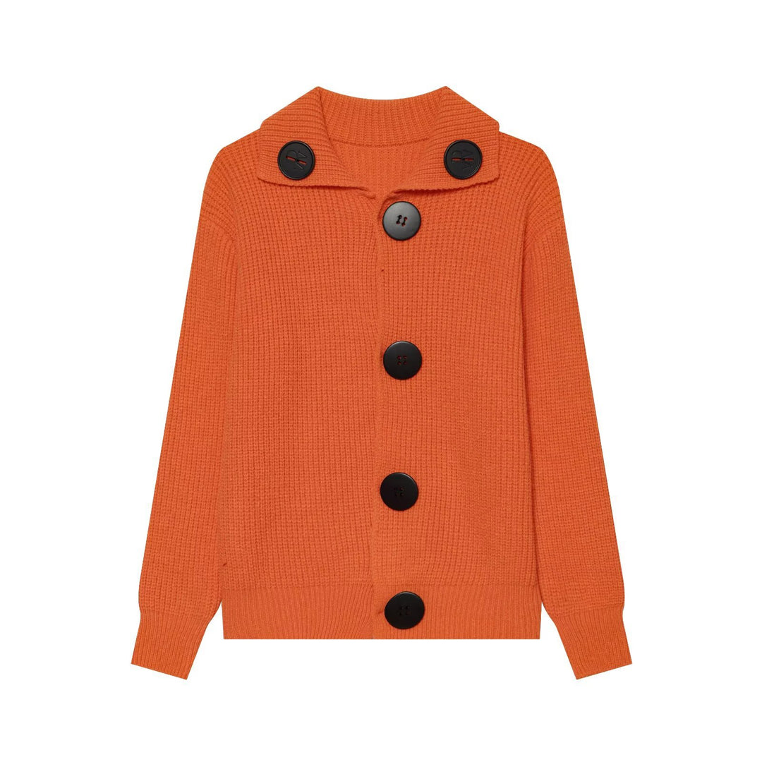 Damen grobgestrickte Waffelstruktur-Strickjacke mit übergroßen Knöpfen und Schalkragen Echo Archiv