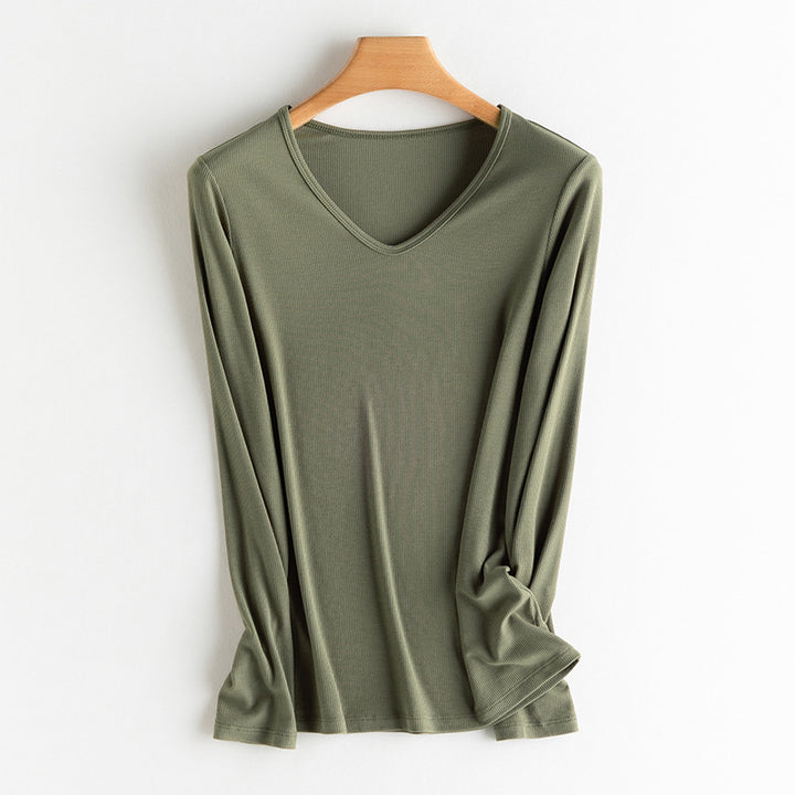 Damen Langarm-Feinrippshirt aus weichem Modal-Baumwollmix mit Rundhalsausschnitt Echo Archiv