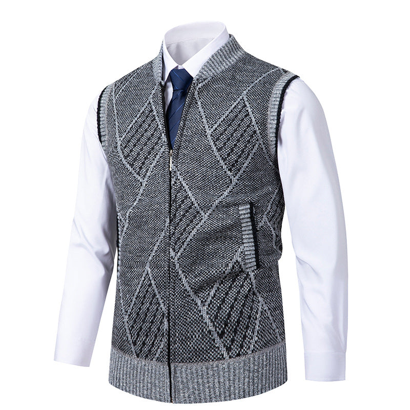 Herren nan elegante Strickweste mit Reißverschluss und Stehkragen Echo Archiv