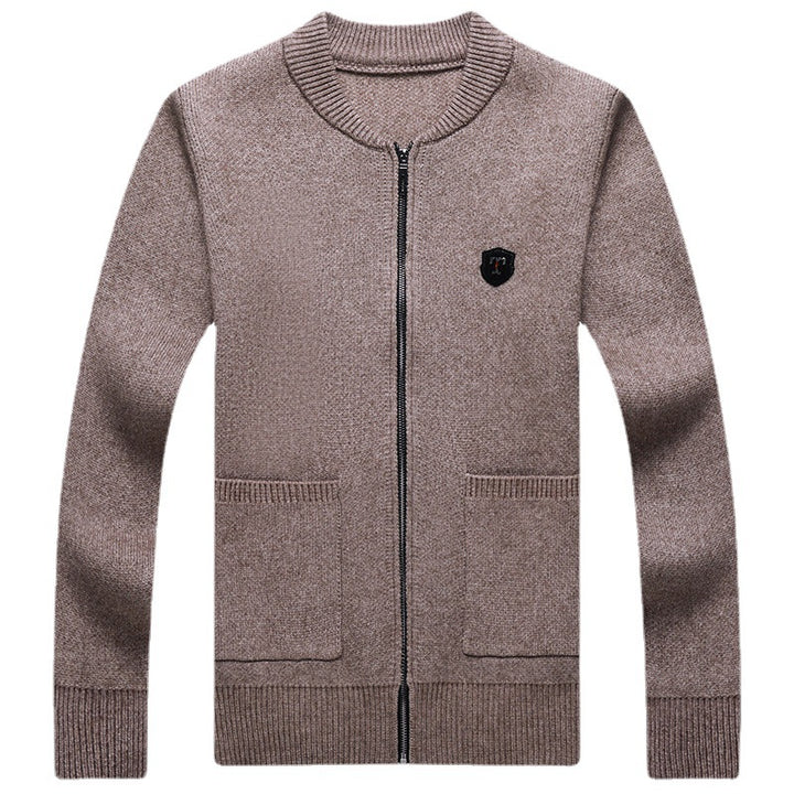 Herren Klassische Strickjacke mit Reißverschluss und aufgesetzten Taschen – Terenzo