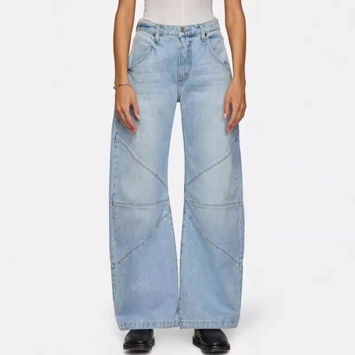 Damen breite Jeans mit einzigartigem Nahtdesign im angesagten Stil Echo Archiv