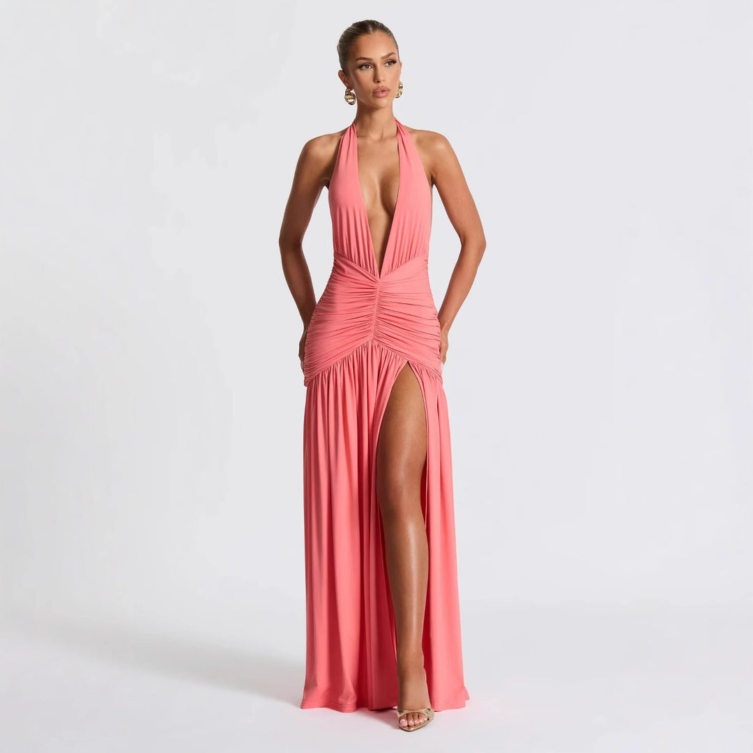 Damen Wickelkleid mit tiefem V-Ausschnitt und Raffung Echo Archiv