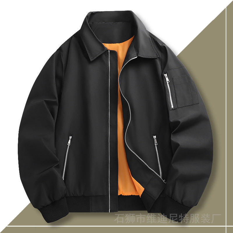 Herren Leichter Twill-Bomber mit kontrastierendem Futter, Reißverschlusstaschen und Ärmeltasche Echo Archiv
