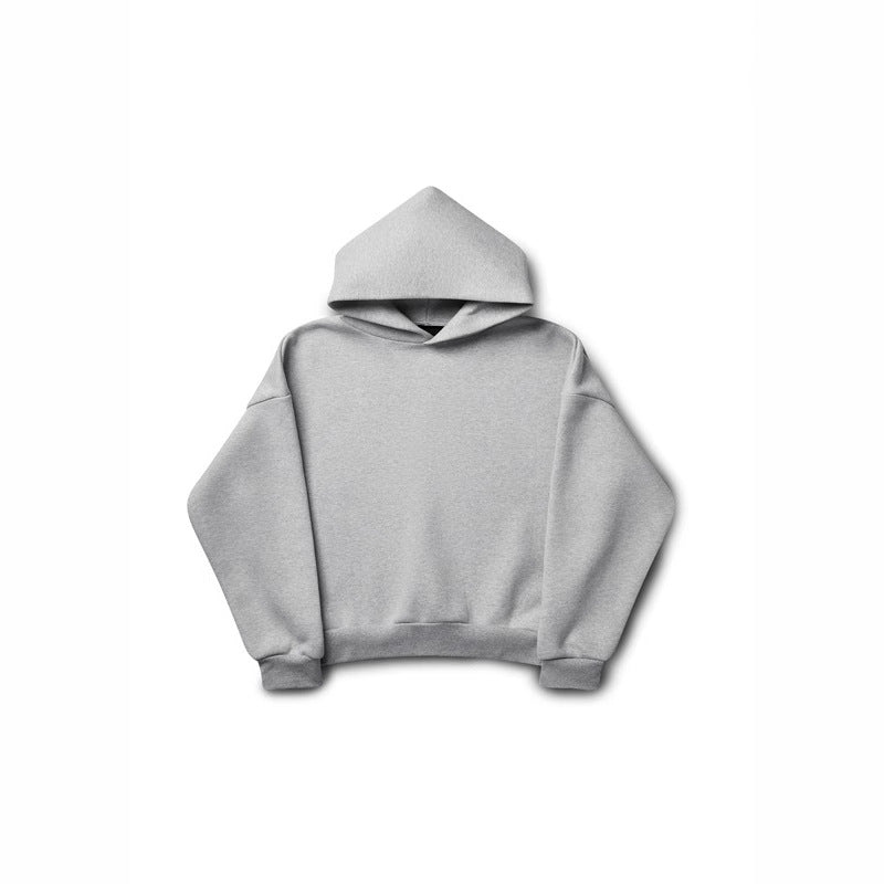 Unisex minimalistischer Kapuzenpullover ohne Kängurutasche mit überschnittener Schulter und geripptem Saum Echo Archiv
