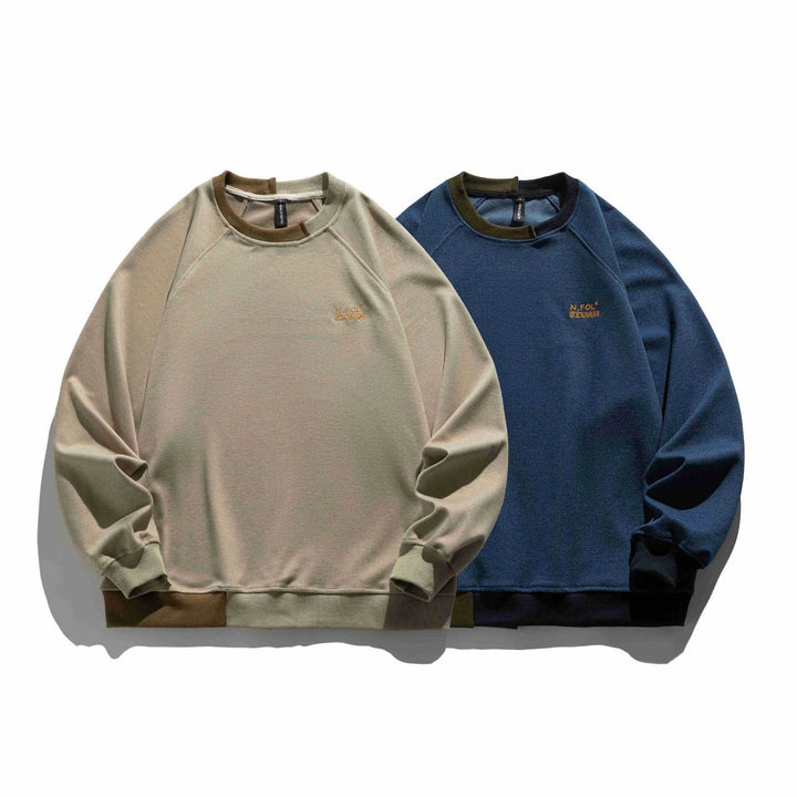 Herren Komfortabler Baumwoll-Sweatshirt mit Kontrastbündchen und Sticklogo Echoarchiv
