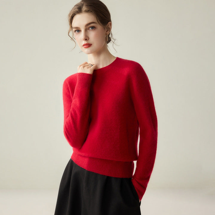 Damen Leichter Rundhalspullover aus Kaschmir‑Look mit extrafeinem Flor und geripptem Saum Echoarchiv
