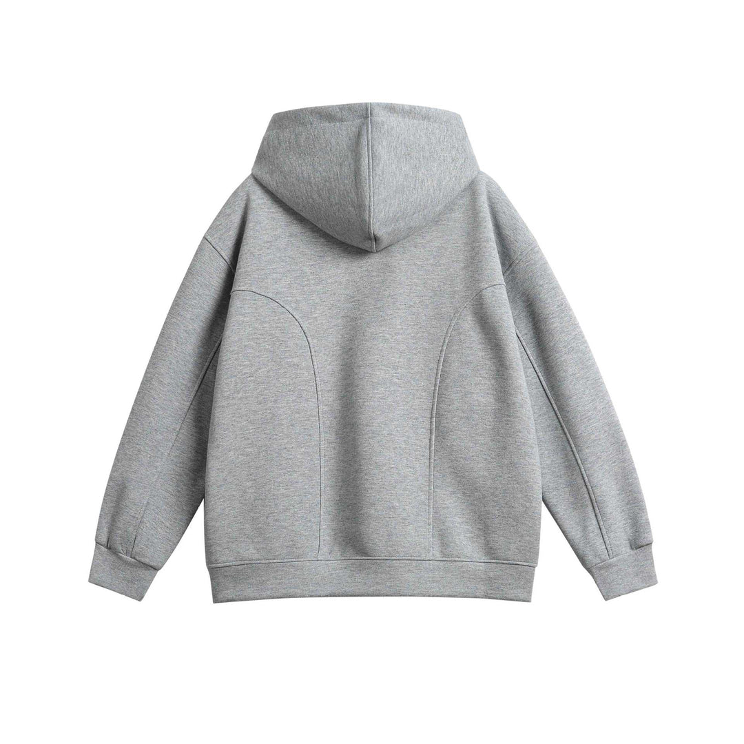 Unisex Oversize Kapuzenpullover mit Druckknopffunnel und Teilungsnähten Echoarchiv