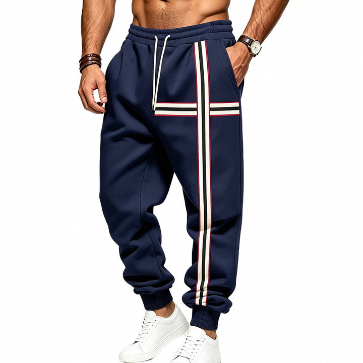 Herren Jogginghose mit kontrastierenden Seiten- und Querstreifen Echoarchiv