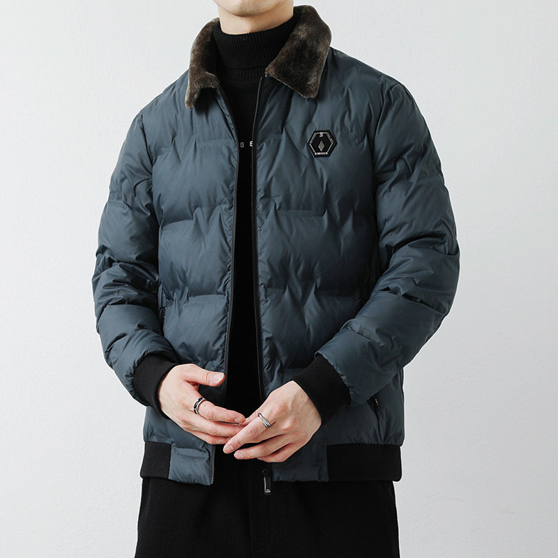 Herren Modische Steppjacke mit Kunstfellkragen Echo Archiv