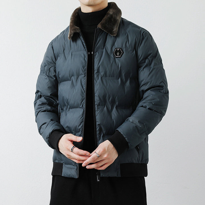 Herren Modische Steppjacke mit Kunstfellkragen Echo Archiv