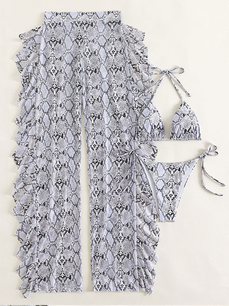Damen Triangel-Bikini-Set mit verspieltem Schlange-Muster Echo Archiv